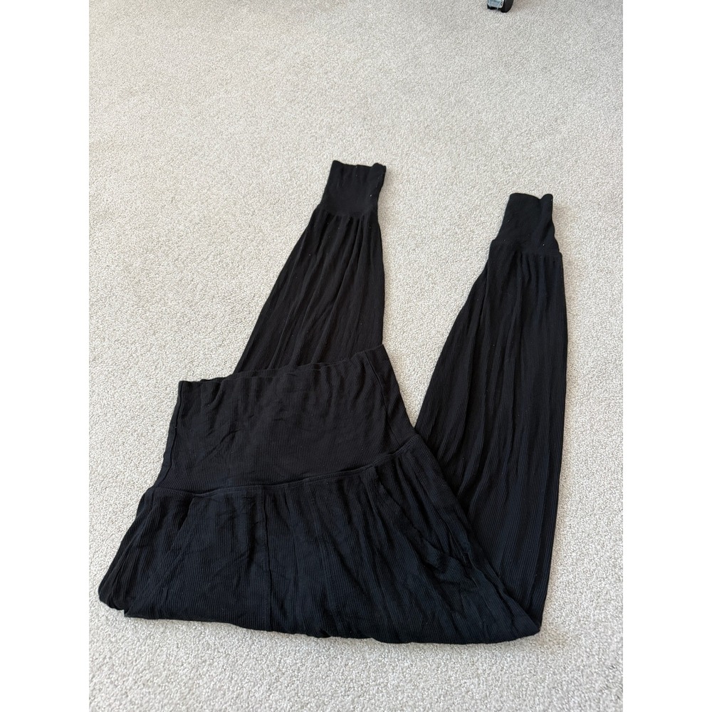 aerie Black Wide Leg Track Joggers